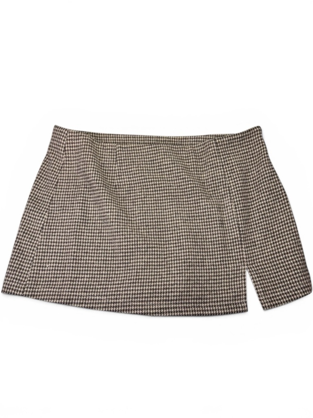 Altar'd State Brown Houndstooth Skort Mini Skirt Side Slit Size L | NWT